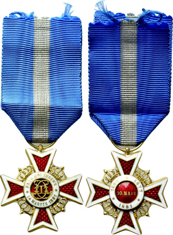 ROMANIA. Enameled Gilt Bronze Medal. "Ordin Corona Romaniei" (Order of the Crown...