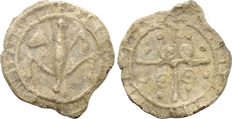 WESTERN EUROPE. PB Jeton or Seal (Circa 13th-17th centuries). 

Obv: Crude lis...