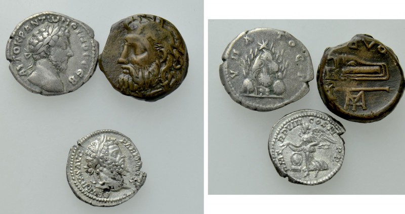 3 Ancient Coins. 

Obv: .
Rev: .

. 

Condition: See picture.

Weight: ...