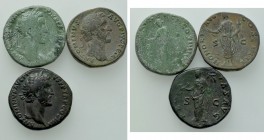 3 Sesterti of Antoninus Pius.