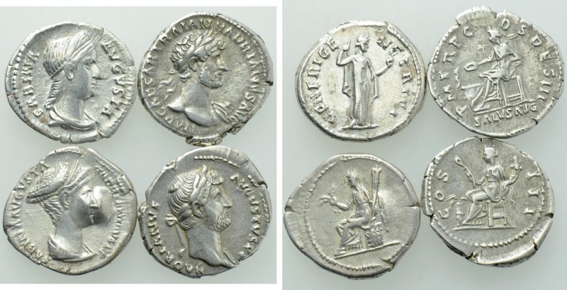 4 Denari of Hadrian and Sabina; Including one Fouree. 

Obv: .
Rev: .

. 
...