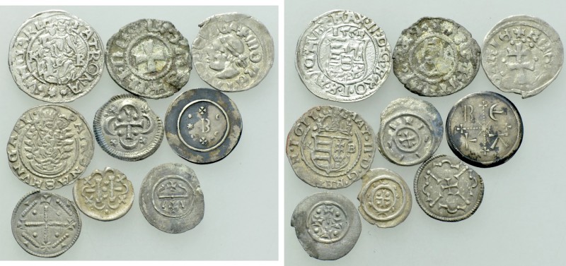 9 Medieval Coins; Mostly Hungary. 

Obv: .
Rev: .

. 

Condition: See pic...