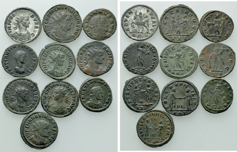 10 Late Roman Coins. 

Obv: .
Rev: .

. 

Condition: See picture.

Weig...