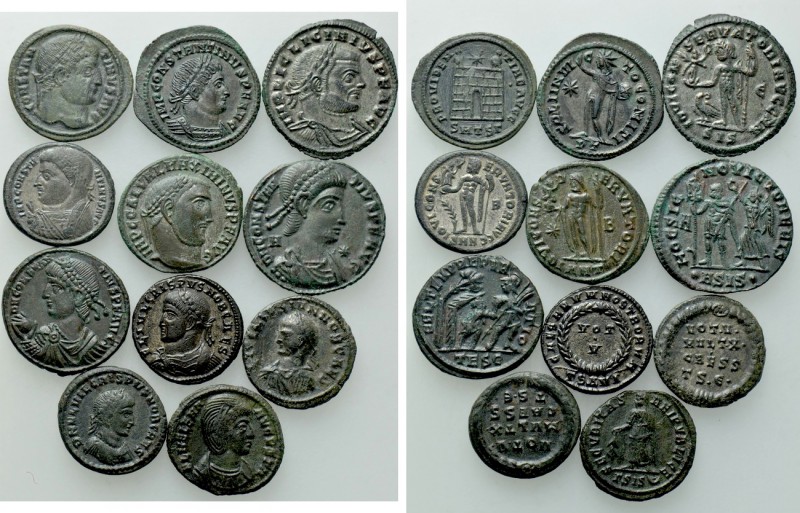 11 Late Roman Coins. 

Obv: .
Rev: .

. 

Condition: See picture.

Weig...