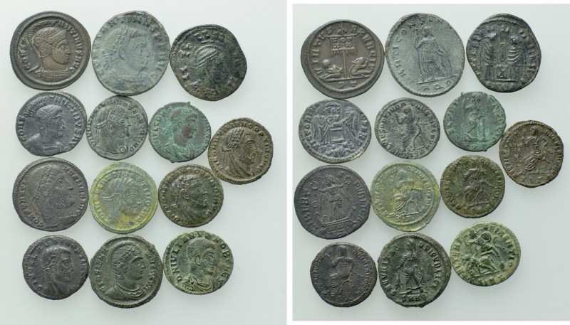 13 Scarce Folles of the Constantinian Period. 

Obv: .
Rev: .

. 

Condit...