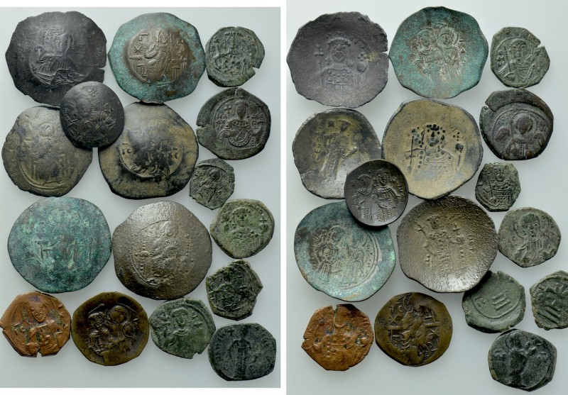 16 Byzantine Coins; from John II to Isaak II. 

Obv: .
Rev: .

. 

Condit...