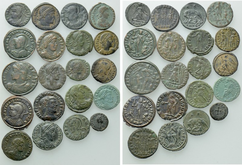 20 Late Roman Coins. 

Obv: .
Rev: .

. 

Condition: See picture.

Weig...
