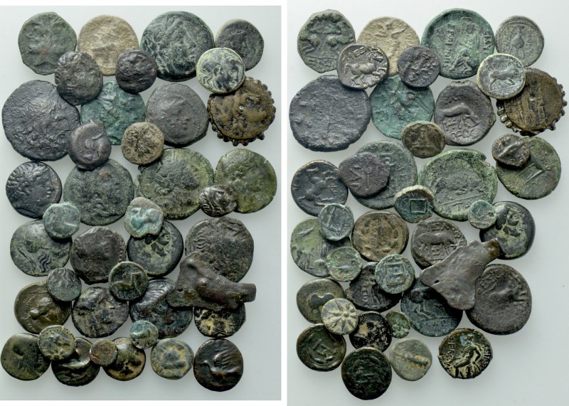 Circa 40 Greek Coins. 

Obv: .
Rev: .

. 

Condition: See picture.

Wei...