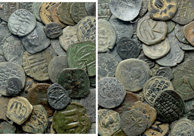 Circa 50 Byzantine Coins. 

Obv: .
Rev: .

. 

Condition: See picture.
...