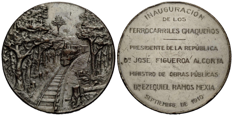 Republik
 Versilberte Kupfermedaille / Silver-plated copper medal 1910 71.3 mm ...