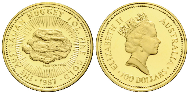 Elizabeth II. 1952-2022 100 Dollars 1987 31.1 mm. 1 Unze/oz. Nugget. Bullion. 31...