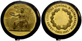 Paris III Republik 1870-1940
 Vergoldete Kupfermedaille / Gilt copper medal 51.0 mm. Rv. Legend: GRAND CONCOURS GÉNÉRAL D'ALIMENTATION PARIS 1892 (ER...