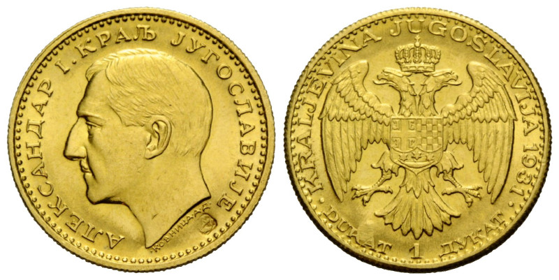 Alexander I. 1921-1934 Dukat 1931 20.0 mm. Gold. Mit Reinheits-Garantiestempel S...