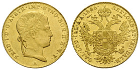 Ferdinand I. 1835-1848 Dukat 1846 A Wien 20.0 mm. Gold 0.986. Friedberg 481. 3.47 g. Vorzüglich - / Extremely fine -.