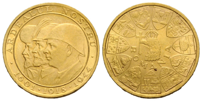 Mihai I. 1940-1947 20 Lei 1944 Rumänien / Romania 21.0 mm. Gold. Auf die Wiedere...