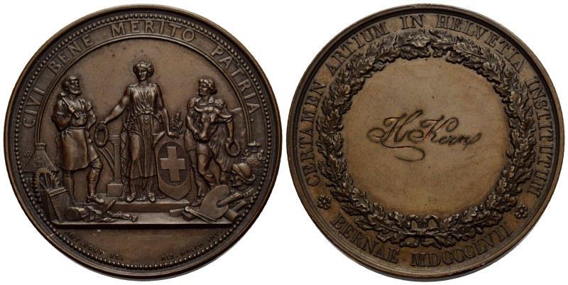 Bern / Berne
 Kupfermedaille / Copper medal 1857 47.0 mm. Kunstausstellungsprei...