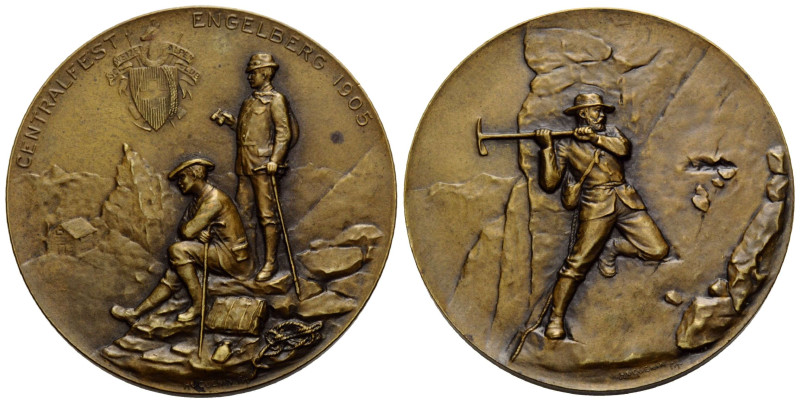 Obwalden
 Messingmedaille / Brass medal 1905 43.0 mm. SWISS ALPS CLUB. Legend: ...