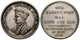 Medaillen / Medals Bern / Berne
 Silbermedaille / Silver medal 1828 30.2 mm. Berchtold Haller Reform. Rv. Legende: Wir halten Fest was Gott uns gab. ...