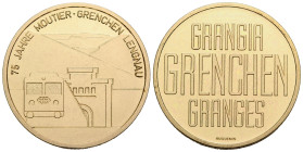 Medaillen / Medals Solothurn
 Goldmedaille / Gold medal 33.0 mm. Bahn / Rail. 75 Jahre Moutier Grenchen Lengnau. Rv. Grangia Grenchen Granges. Stempe...