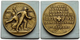 Medaillen / Medals
 Messingmedaille / Brass medal 1932 45.0 mm. 20 Jahre Gotthard / 50 years of Gotthard. Stempel von / by Huguenin. In Originalbox /...