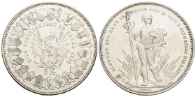Schützentaler & Schützenmedaillen / Shooting talers & Shooting medals Basel / Basle / Bâle
 5 Franken 1879 Bern 37.0 mm. Silber Schützentaler, Eidgen...