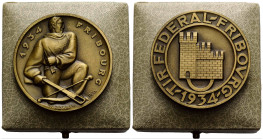 Schützentaler & Schützenmedaillen / Shooting talers & Shooting medals Freiburg / Fribourg
 Bronzemedaille / Bronze medal 1934 Schweiz. 50.0 mm. Tir f...