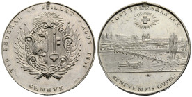 Schützentaler & Schützenmedaillen / Shooting talers & Shooting medals Genf / Geneva / Genève
 Zinnmedaille / Tin medal 1887 36.0 mm. (PB/SN). Tir féd...
