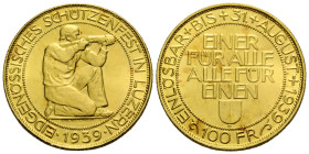 Schützentaler & Schützenmedaillen / Shooting talers & Shooting medals Luzern / Lucerne
 100 Franken / 100 Francs 1939 27.5 mm. Gold 0.900. Eidgenössi...