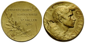Schützentaler & Schützenmedaillen / Shooting talers & Shooting medals St. Gallen
 Goldmedaille / Gold medal 1904 23.0 mm. Eidgenössisches Schützenfes...