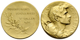 Schützentaler & Schützenmedaillen / Shooting talers & Shooting medals St. Gallen
 Goldmedaille / Gold medal 1904 23.0 mm. Eidgenössisches Schützenfes...