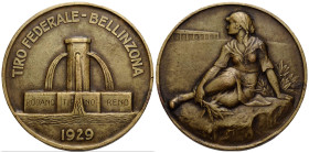 Schützentaler & Schützenmedaillen / Shooting talers & Shooting medals Tessin / Ticino
 Bronzemedaille / Bronze medal 1929 50.0 mm. Tiro federale, Sch...