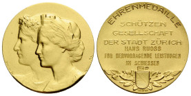 Schützentaler & Schützenmedaillen / Shooting talers & Shooting medals Zürich / Zurich
 Goldmedaille / Gold medal o.J. / ND. 27.0 mm. AU 0.750. Schütz...
