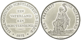 Schützentaler & Schützenmedaillen / Shooting talers & Shooting medals Zürich / Zurich
 Weissmetallmedaille / White metal medal 1872 37.0 mm. PB/SN. Z...