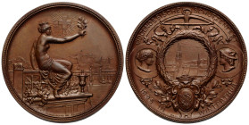 Schützentaler & Schützenmedaillen / Shooting talers & Shooting medals Zürich / Zurich
 Kupfermedaille / Copper medal 1895 45.0 mm. Frau mit Zweig, ob...