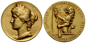 Schützentaler & Schützenmedaillen / Shooting talers & Shooting medals Zürich / Zurich
 Goldmedaille / Gold medal 1898 Schweiz / Switzerland. 26.0 mm....