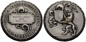 Schützentaler & Schützenmedaillen / Shooting talers & Shooting medals Zürich / Zurich
 Silbermedaille / Silver medal 1947 59.0 mm. Rüti. Zürcher Kant...