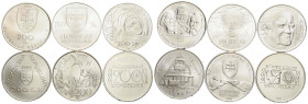 Republik, seit 1993 Div. Silbermünzen / Various Silver coins 1993 / 1994 / 1995 / 1996. 20.0 g. 0.750 Fein. Lot aus 6 Stücke Kronen 200 mit einem Tota...