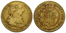Königreich / Kingdom
Carlos III. 1759-1788 2 Escudos 1788 Madrid. 21.5 mm. Gold 0.875. Friedberg 286. 6.74 g. Sehr schön / Very fine.