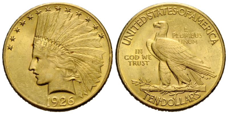 10 Dollars 1926 26.9 mm. Indian Head / Rv. Eagle. Friedberg 166. 16.74 g. Vorzüg...