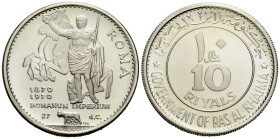 Ras al-Khaimah
Saqr bin Muhammad al-Qasimi, 1948-1999 10 Riyals 1970 40.0 mm. 29.85 g. Selten / Rare. Vorzüglich + / Extremely fine +.