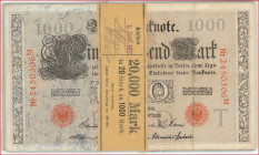 Deutschland Notgeld Notgeld der Deutschen Inflation
 Bündel Lot 1'000 Mark 1910 Kaiserreich, Deutsche Reichsbank, Inflationsausgabe 1. Juni 1921. Sie...