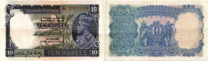 Indien / India Britische Administration
Government of India 10 Rupees o.J. / ND...