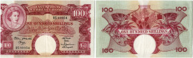 Ostafrika | East African Currency Board
Elisabeth II (ab 1953 -2022) 100 Schillings o. J. / ND (1962-63). Rot auf mehrfarbigem Unterdruck. Porträt Kö...