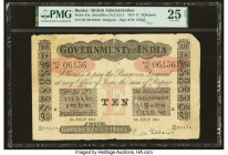 Burma Government of India, Rangoon 10 Rupees 24.7.1911 Pick A5a Jhun2A.2.3.D.1 PMG Very Fine 25 Net. One of a mere three listed on the PMG Population ...