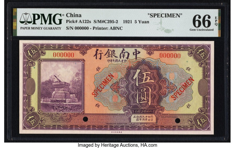 China China & South Sea Bank, Limited 5 Yuan 1.10.1921 Pick A122s S/M#C295-2 Spe...