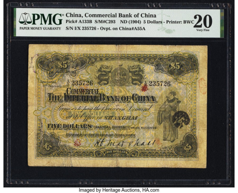 China Commercial Bank of China 5 Dollars 16.2.1904 (ND 1913) Pick A133B S/M#C293...