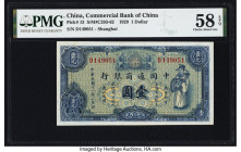 China Commercial Bank of China, Shanghai 1 Dollar 1929 Pick 13 S/M#C293-62 PMG Choice About Unc 58 EPQ. Just a trace of circulation is present on this...