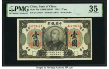 China Bank of China 1 Yuan 4.10.1914 Pick 33r S/M#C294-50 Remainder PMG Choice Very Fine 35. A fantastic Remainder featuring a portrait of Yuan Shih-K...