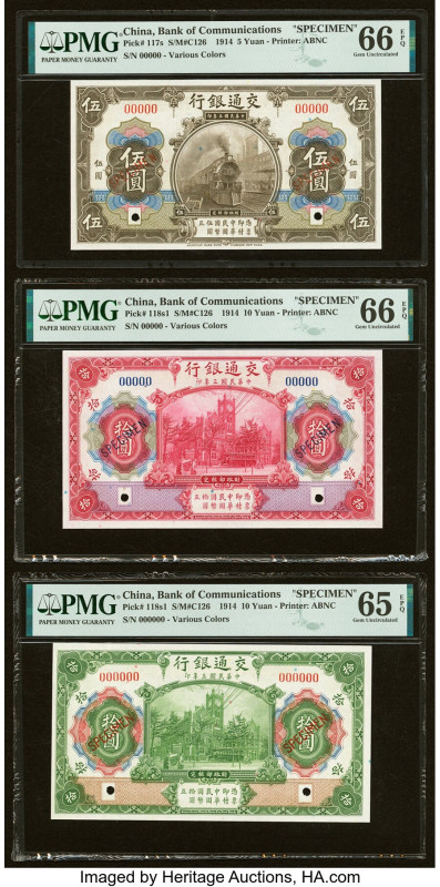 China Bank of Communications 5; 10 (2) Yuan 1.10.1914 Pick 117s; 118s1 (2) Three...