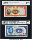 China Central Bank of China 1; 10 Yuan 1936; 1941 Pick 216a; 239a Two Examples PMG Superb Gem Unc 67 EPQ (2). Incredible details and vibrant inks feat...